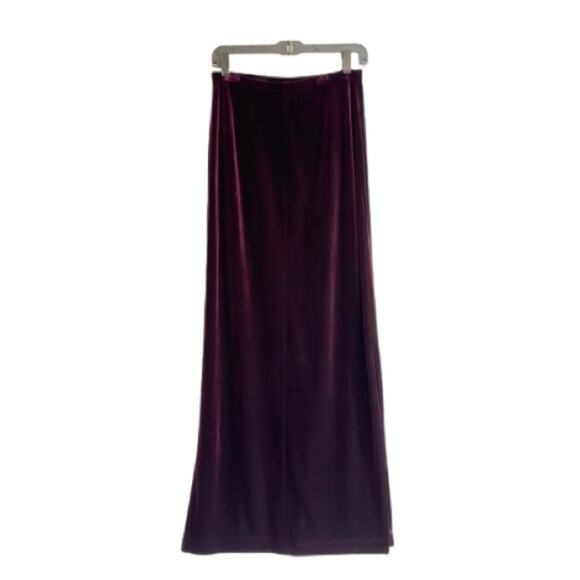 Tadashi Vintage Maxi Skirt Plum Velvet Side Slits Dressy Formal USA Medium NEW - Picture 4 of 12